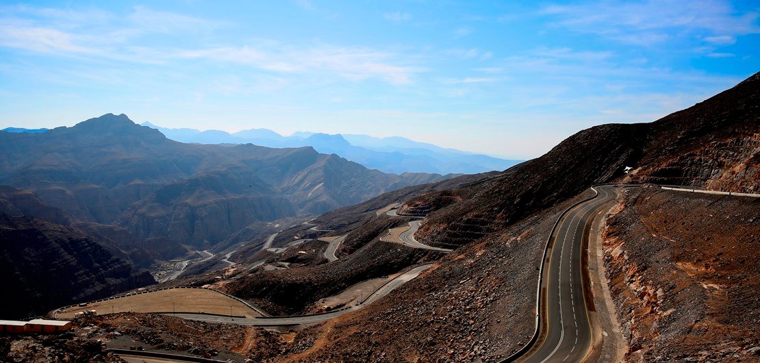 Jebel Jais road and mountains in Ras Al Khaimah